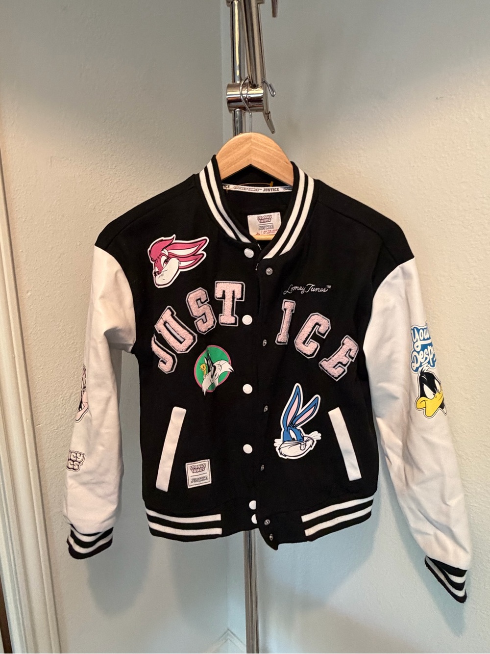 Warner Bros. Justice Collaboration Varsity Jacket with Looney Tunes Patches